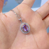 Amethyst Stone Clavicle Chain Necklace 925 Sterling Silver Pendant