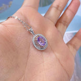 Amethyst Stone Clavicle Chain Necklace 925 Sterling Silver Pendant