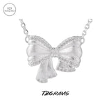 925 Sterling Silver Bowknot Short Necklace Sweet Silver Clavicle Chain