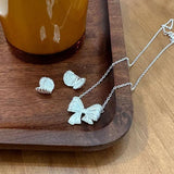925 Sterling Silver Bowknot Short Necklace Sweet Silver Clavicle Chain