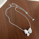 925 Sterling Silver Bowknot Short Necklace Sweet Silver Clavicle Chain