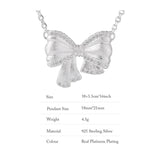 925 Sterling Silver Bowknot Short Necklace Sweet Silver Clavicle Chain