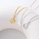 925 Silver Vintage Necklace Oval Coin Pendant Fine Jewelry