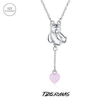 925 Silver Necklace Strawberry Bear Pendant Birthday Jewelry
