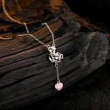 925 Silver Necklace Strawberry Bear Pendant Birthday Jewelry