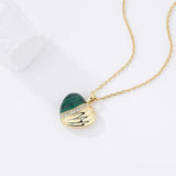 Sterling Silver Heart Necklace with Malachite for Women