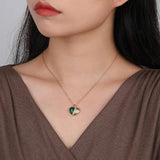 Sterling Silver Heart Necklace with Malachite for Women