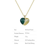 Sterling Silver Heart Necklace with Malachite for Women