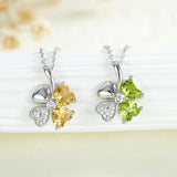 Peridot Citrine Pendant Necklace 925 Silver Chain