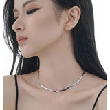Minority S925 Sterling Silver Short Smooth Necklace Blade Chain