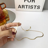 S925 Silver Flat Snake Bone Wide Necklace Female Net Red