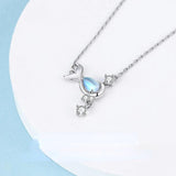 925 Silver Whale Crystal Pendant Necklace Light Chain Protect Animals