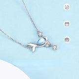 925 Silver Whale Crystal Pendant Necklace Light Chain Protect Animals