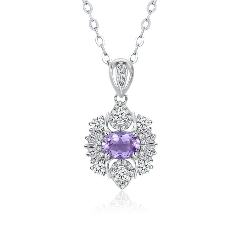 925 Silver Amethyst Necklace for Women