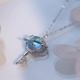S925 Silver Aurora Crystal Pendant Necklace for Women
