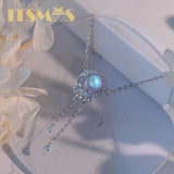 Moon Star Zircon Necklace S925 Sterling Silver Tassel Pendant Jewelry
