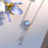 Moon Star Zircon Necklace S925 Sterling Silver Tassel Pendant Jewelry