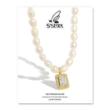 S'STEEL Freshwater Pearl Zircon Pendant Necklace 925 Sterling Silver Jewelry