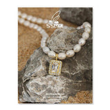S'STEEL Freshwater Pearl Zircon Pendant Necklace 925 Sterling Silver Jewelry