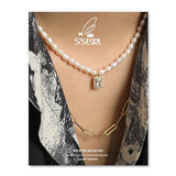 S'STEEL Freshwater Pearl Zircon Pendant Necklace 925 Sterling Silver Jewelry