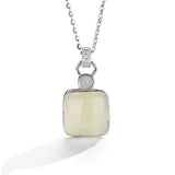 Hetian Jade Square Jade Necklace Retro Chinese Style Silver Necklace