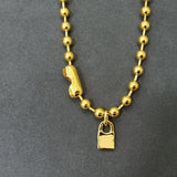 Electroplating 925 Silver Beads Chain Lock Necklace 14K Jewelry