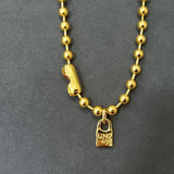 Electroplating 925 Silver Beads Chain Lock Necklace 14K Jewelry