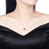 Austrian Crystal Butterfly Circle Pendant Necklace
