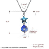 Austria Star Cube Pendant Necklace Real S925 Silver Chain Collar