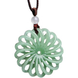 Antique Green Jade Flower Pendant Necklace