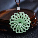 Antique Green Jade Flower Pendant Necklace