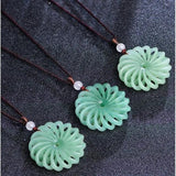 Antique Green Jade Flower Pendant Necklace