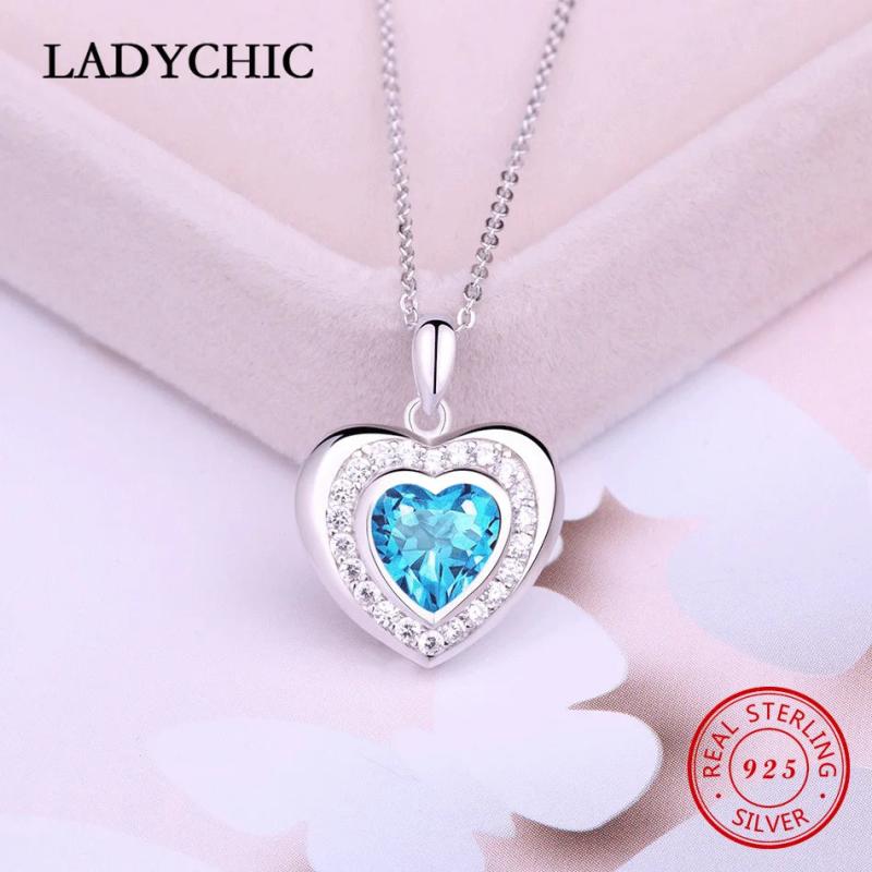 925 Silver Double Heart Pendant Necklace Crystal Gift LNS1017