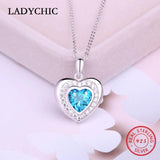925 Silver Double Heart Pendant Necklace Crystal Gift LNS1017