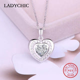 925 Silver Double Heart Pendant Necklace Crystal Gift LNS1017
