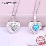 925 Silver Double Heart Pendant Necklace Crystal Gift LNS1017