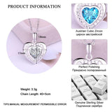 925 Silver Double Heart Pendant Necklace Crystal Gift LNS1017