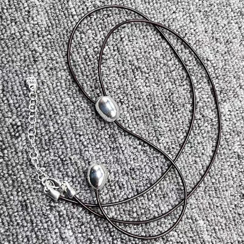 U Node 50 Electroplated 925 Silver Beads Knot Necklace Jewelry