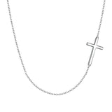 925 Silver Cross Necklace Women Choker Chain Religious Gift
