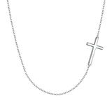 925 Silver Cross Necklace Women Choker Chain Religious Gift
