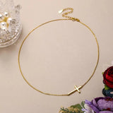 925 Silver Cross Necklace Women Choker Chain Religious Gift