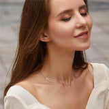925 Silver Cross Necklace Women Choker Chain Religious Gift