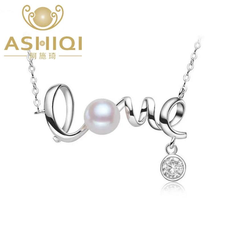 ASHIQ Natural Freshwater Pearl Necklace, 925 Sterling Silver Jewelry