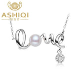 ASHIQ Natural Freshwater Pearl Necklace, 925 Sterling Silver Jewelry