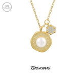 Moon & Star Pearl Necklace - Sterling Silver for Women