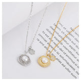 Moon & Star Pearl Necklace - Sterling Silver for Women