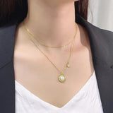 Moon & Star Pearl Necklace - Sterling Silver for Women