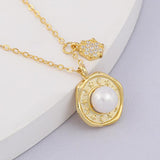 Moon & Star Pearl Necklace - Sterling Silver for Women