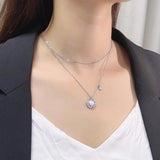 Moon & Star Pearl Necklace - Sterling Silver for Women