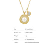 Moon & Star Pearl Necklace - Sterling Silver for Women